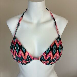 Shade & Shore Women’s Padded Underwire Aztec Print Bikini Top- 34C